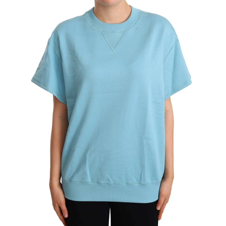 Dolce & Gabbana Blue Cotton Short Sleeves Crew Neck Top - Women