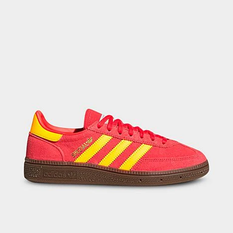 adidas Big Kids Originals Handball Spezial Casual Shoes in Semi Lucid Red/Lucid Tangerine/Gum Size: 3.5