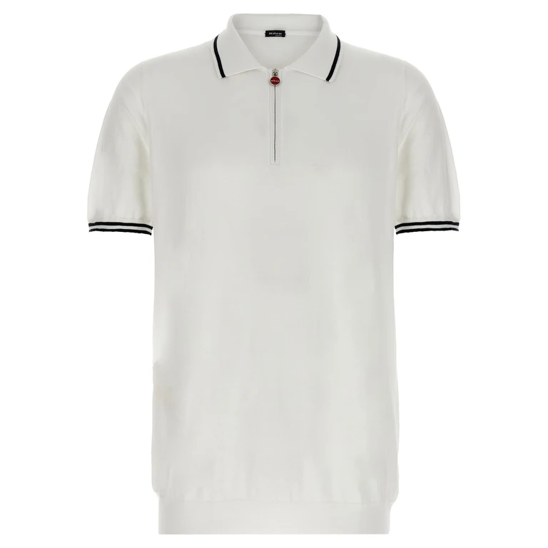 Kiton White Cotton Polo Shirt - Men