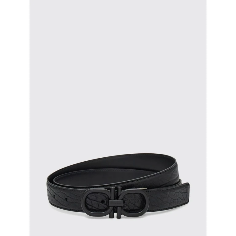 Reversible Gancini Belt in Grained and Smooth Calfskin (670634790946006)