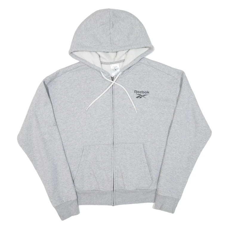 REEBOK Womens Grey Hoodie Full Zip M