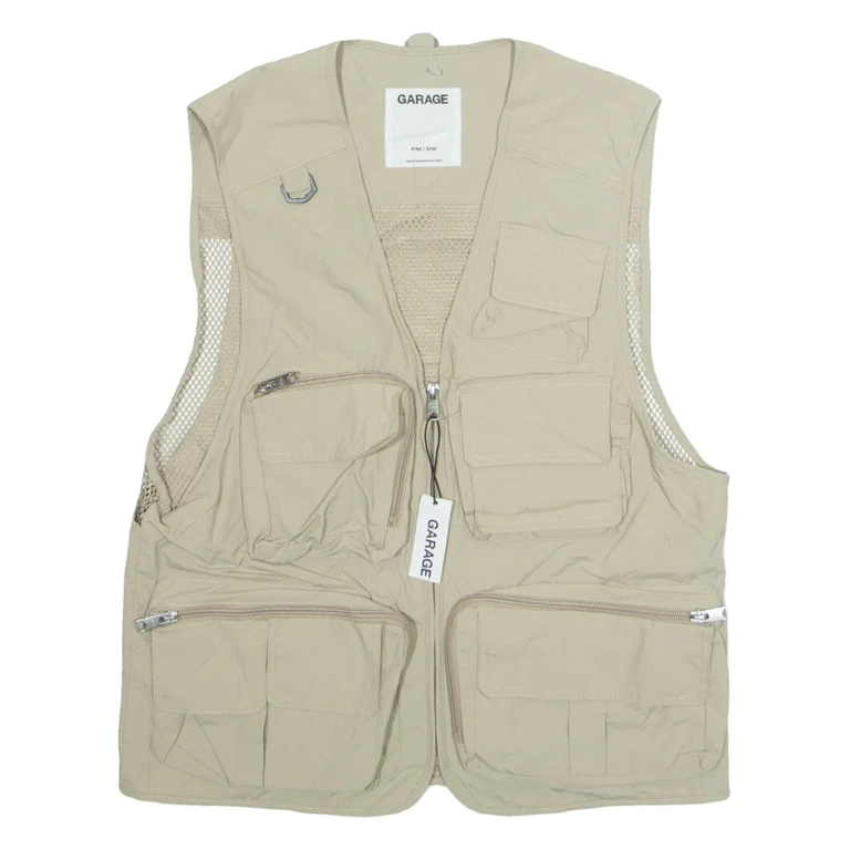 GARAGE Mens Gilet Beige Nylon S