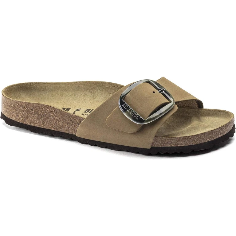 Unisex Madrid Big Buckle Nubuck Leather Patent High Shine Mud Green