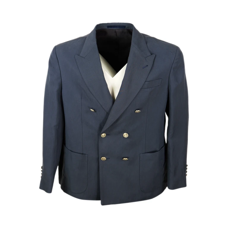 Double-Breasted Cotton-Blend Blazer with Peak Lapels (M70GIAA02JAC2500111B)