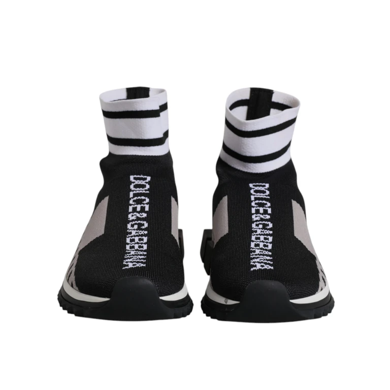 Dolce & Gabbana Black Gray Sorrento Socks Women Sneakers Shoes And Polyester Viscose - Women