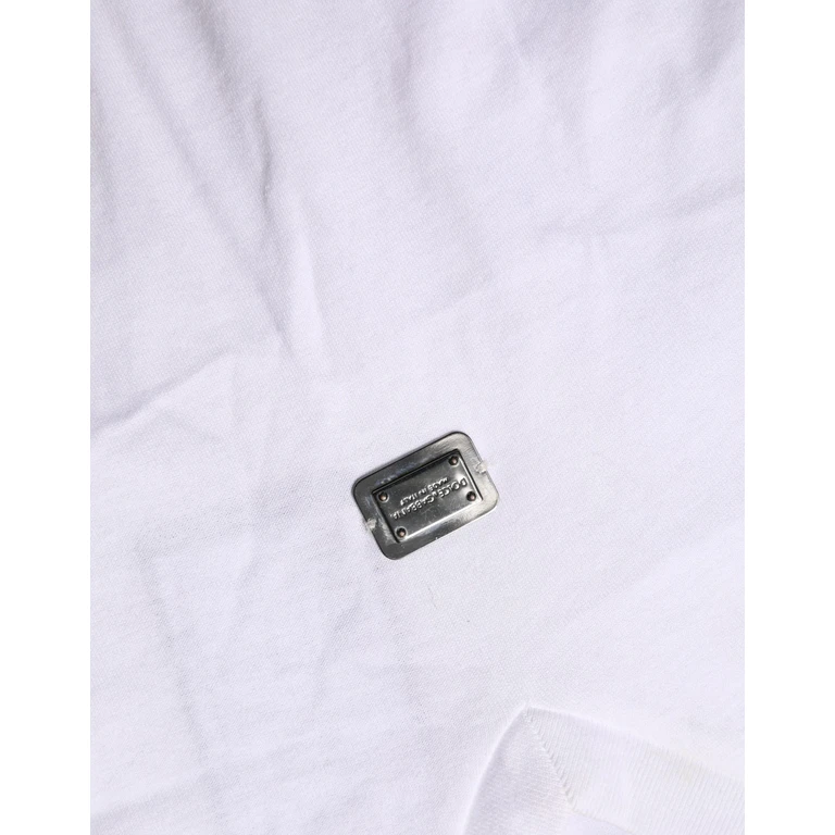 Dolce & Gabbana White Logo Embroidered Tiewaist Cropped Top Cotton - Women