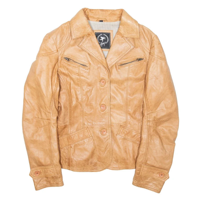 GIPPY Womens Aviator Coat Brown Leather S