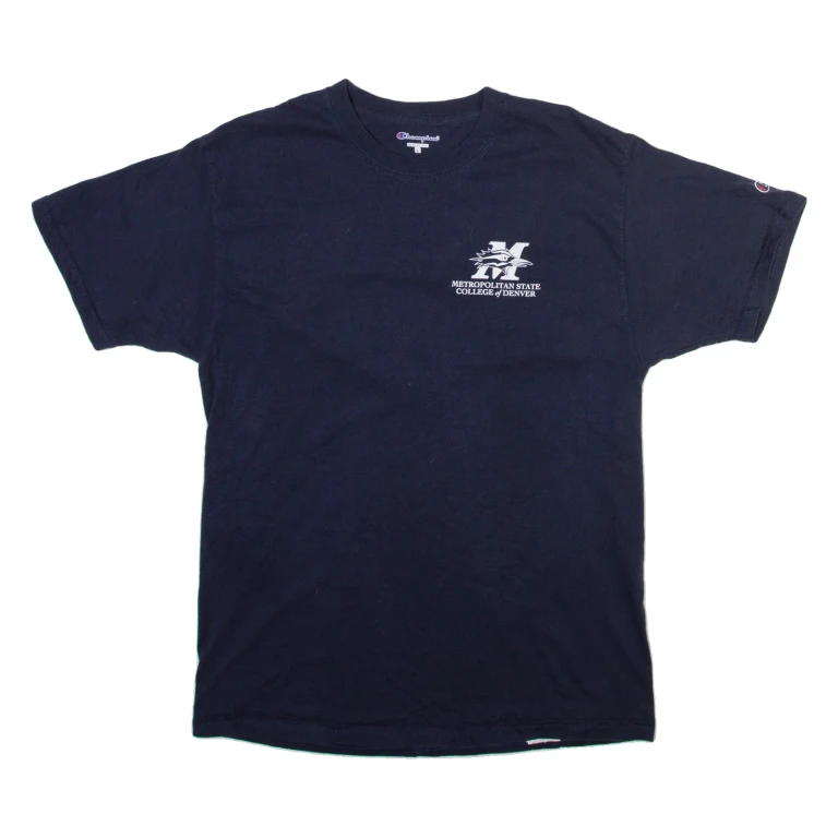 CHAMPION Metropolitan State College Of Denver Mens T-Shirt Blue USA L
