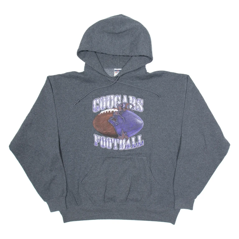JERZEES Cougars Football Mens Grey Hoodie USA XL