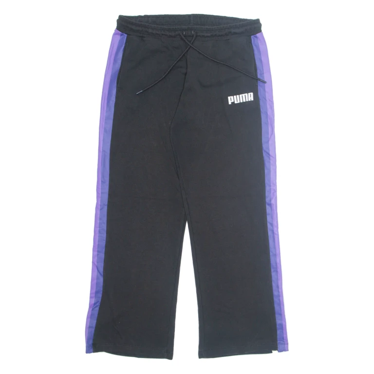 PUMA Womens Sweatpants Black Wide-Leg XL W32 L29