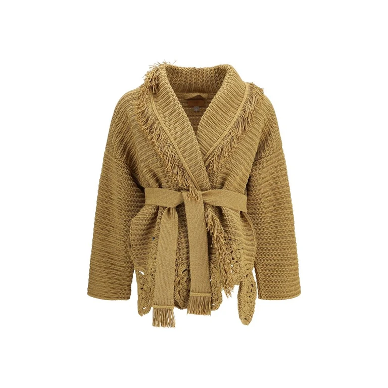 Gold Polyester Cardigan Clothing - Women