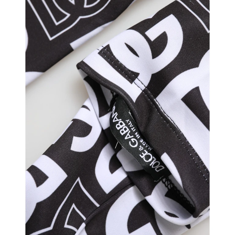 Black White Dg Logo Elbow Length Mitten Gloves And 10+pl - Women