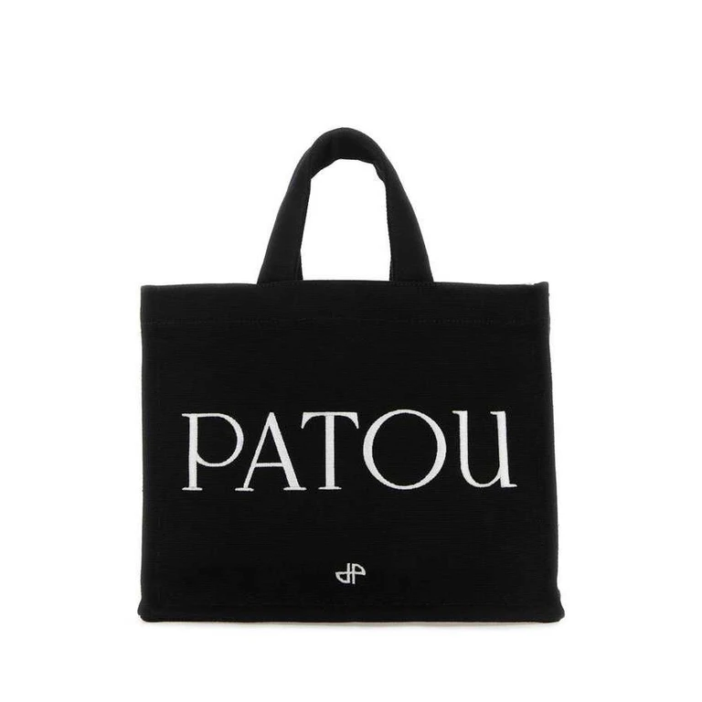 Black Canvas Small Tote Patou Shopping Bag Exterior: Cotton Borse A Mano