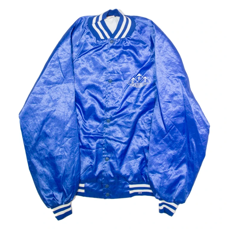 ISS CFI Steel Mens Bomber Jacket Blue Nylon 90s USA XL