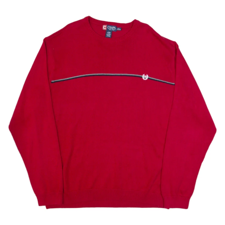 CHAPS Mens Jumper Red Tight Knit 2XL