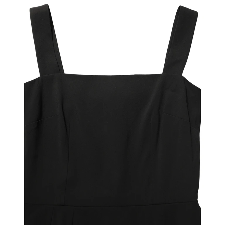 Black Viscose Stretch Sheath Midi Dress Acetate Spandex - Women