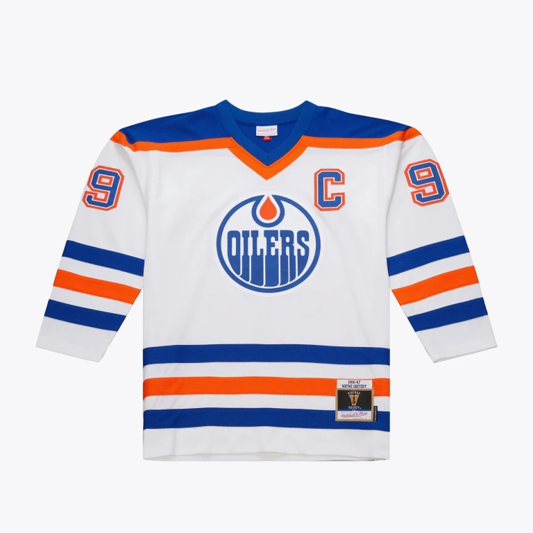 Men's NHL White Jersey Oilers 1986 Wayne Gretzky