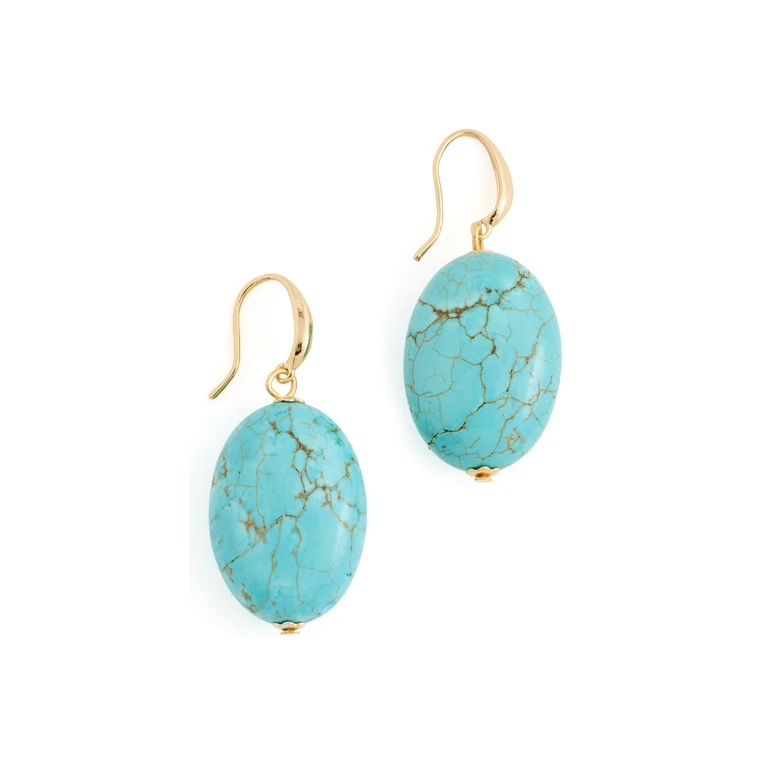 Oval Turquoise Bead-On Fishhook Earrings Turquoise One Size