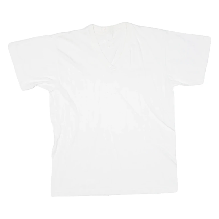 Mens T-Shirt White V-Neck M