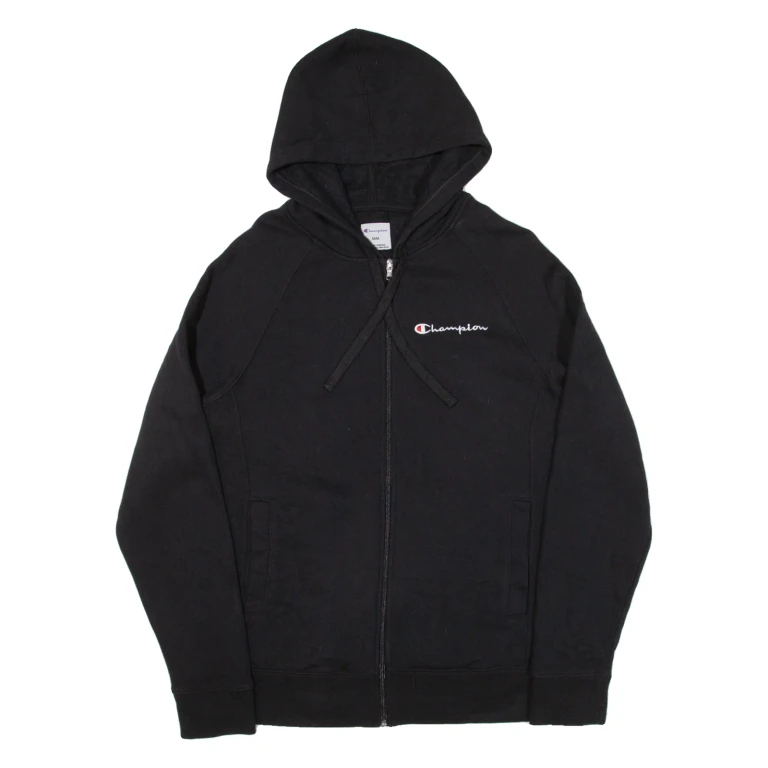 CHAMPION Mens Black Hoodie Full Zip M