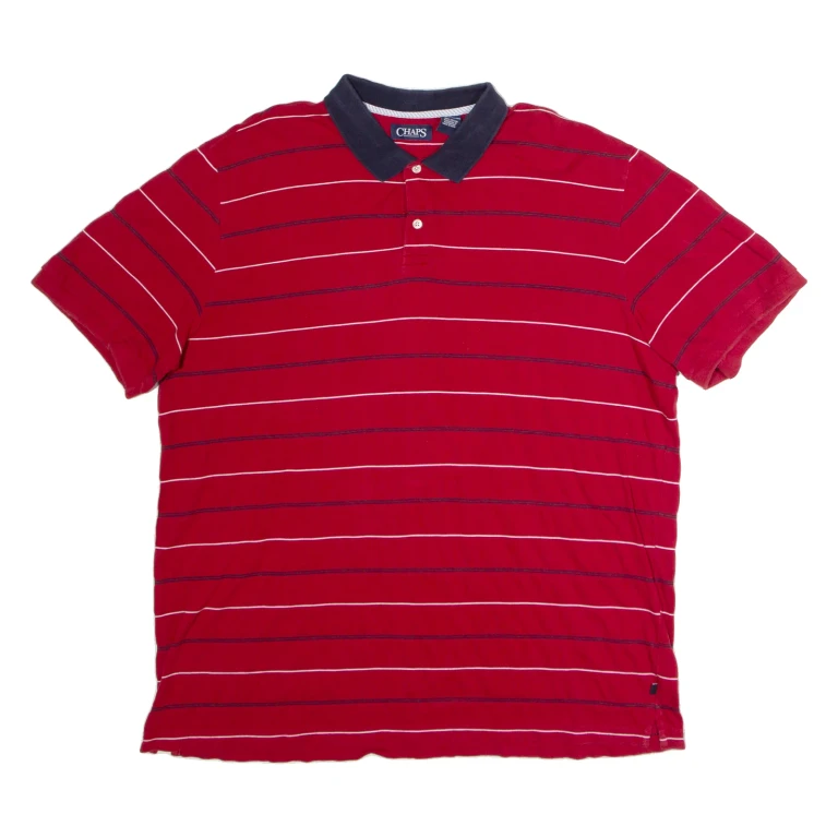 CHAPS Mens Polo Shirt Red Striped 2XL