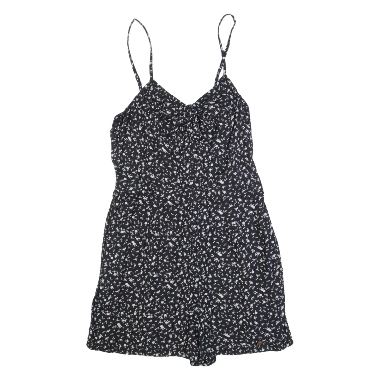 SUPERDRY Womens Playsuit Black Floral Wide-Leg M