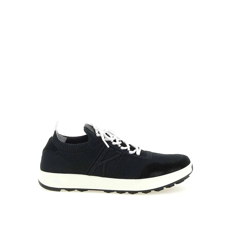 Sneaker aus Baumwolle mit Wildleder-Paneelen