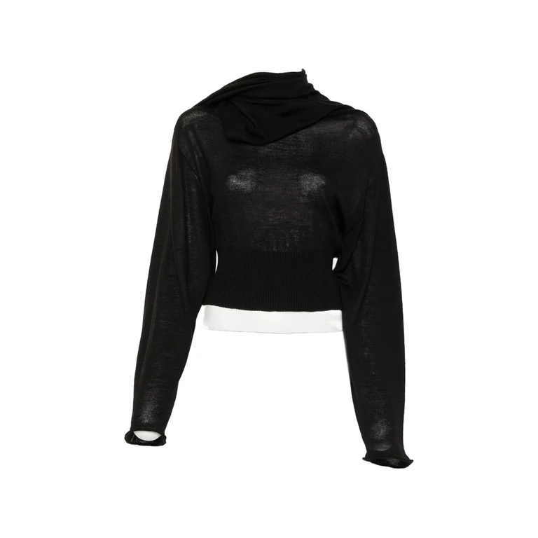 Draped-neck Ribbed Top