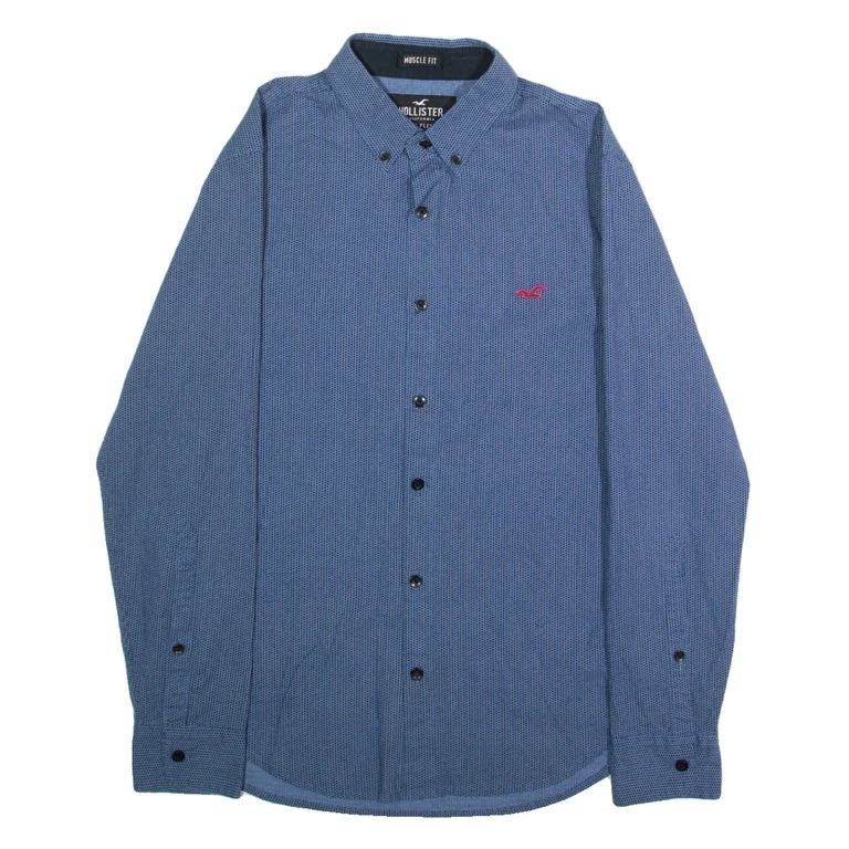 HOLLISTER Mens Shirt Blue Spotted Long Sleeve XS