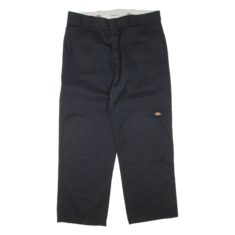 DICKIES Mens Trousers Black Loose Straight W36 L30