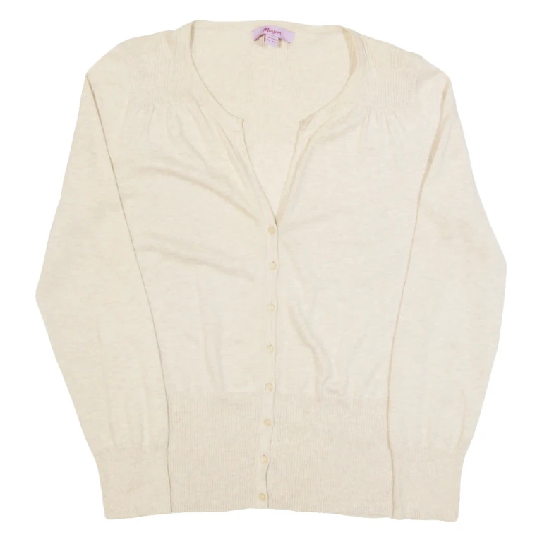 MONSOON Womens Cardigan Beige Tight Knit UK 12
