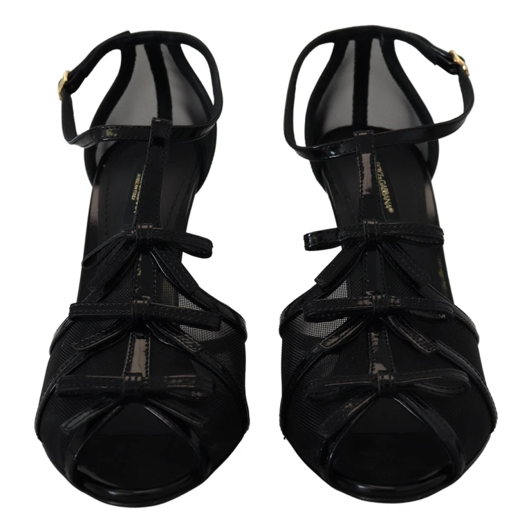 Black Stiletto High Heels Sandals Shoes Calf Nylon - Women