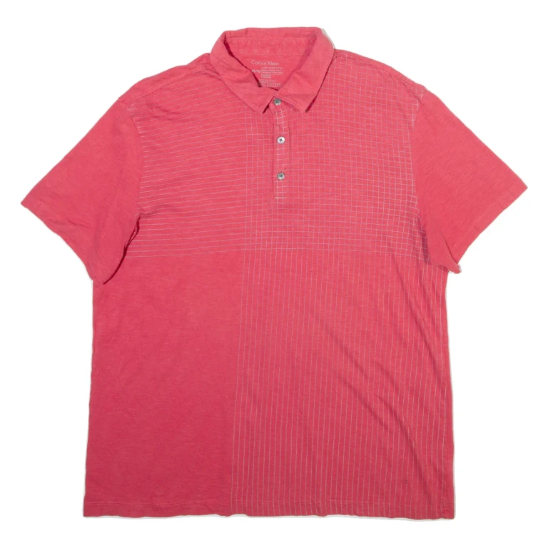 CALVIN KLEIN Mens Polo Shirt Red Striped XL