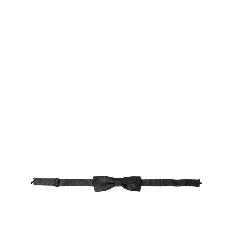 Gray Polka Dot Silk Adjustable Neck Men Papillon Bow Tie - Men