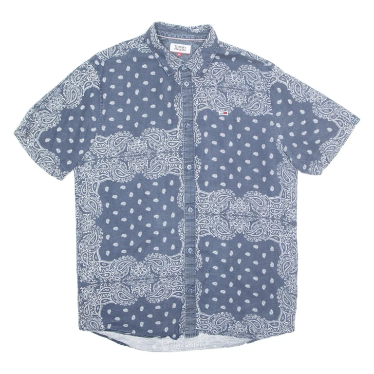 TOMMY HILFIGER Mens Shirt Blue Paisley S