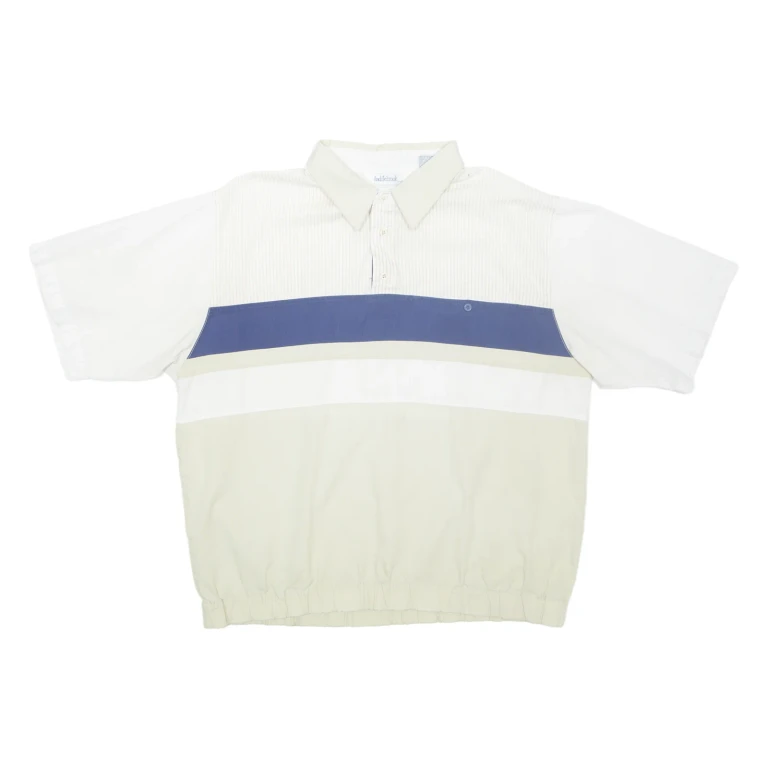SADDLEBROOK Mens Polo Shirt Beige Striped L