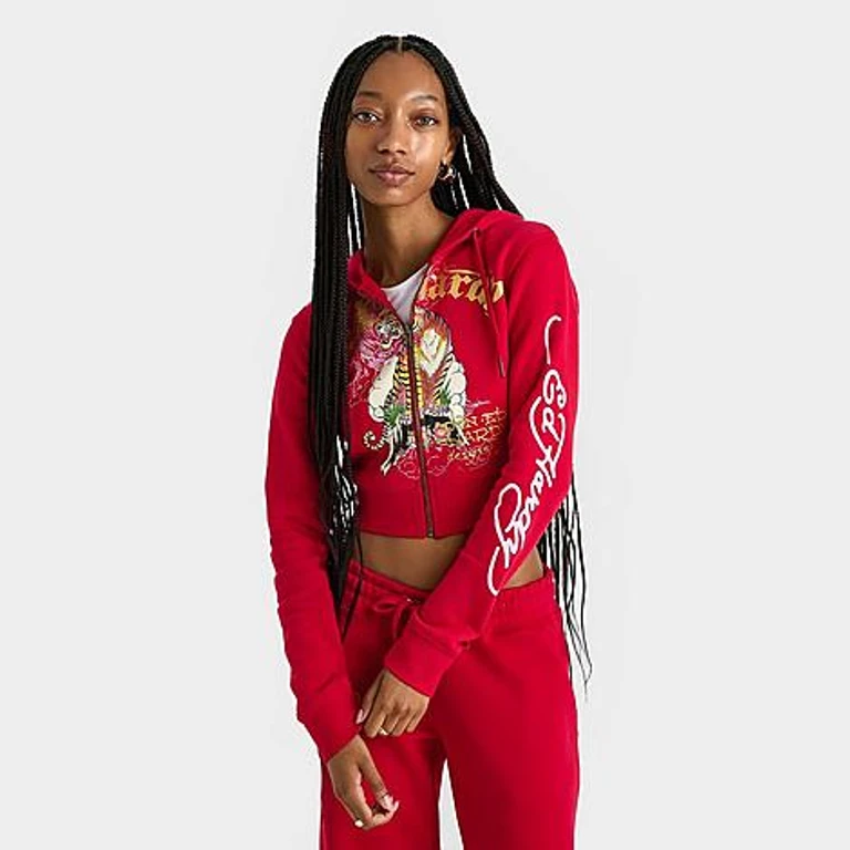 Women's Mountain Tiger Fleece Full-Zip Hoodie in Cherry Size: Small