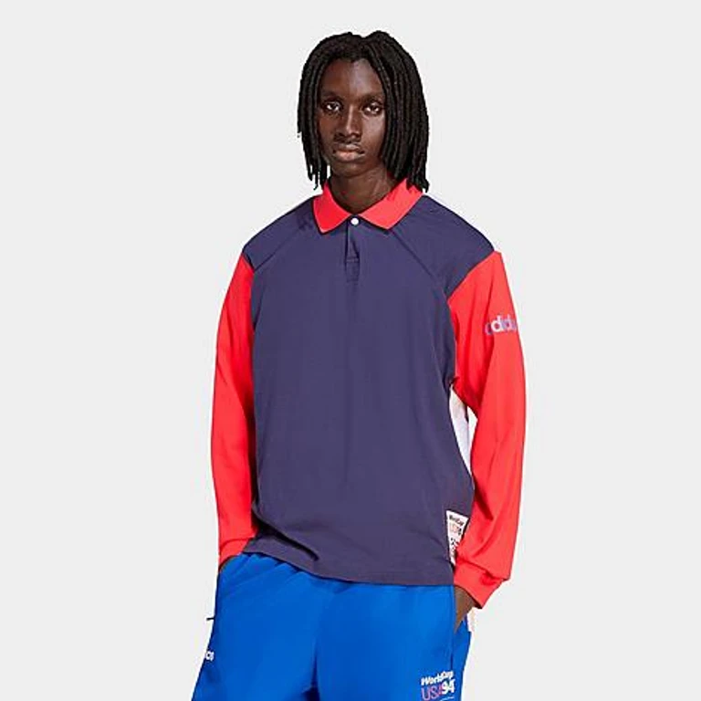 adidas Men's FIFA World Cup 94 Graphic Long-Sleeve Polo Shirt in Noble Ink Size: Small