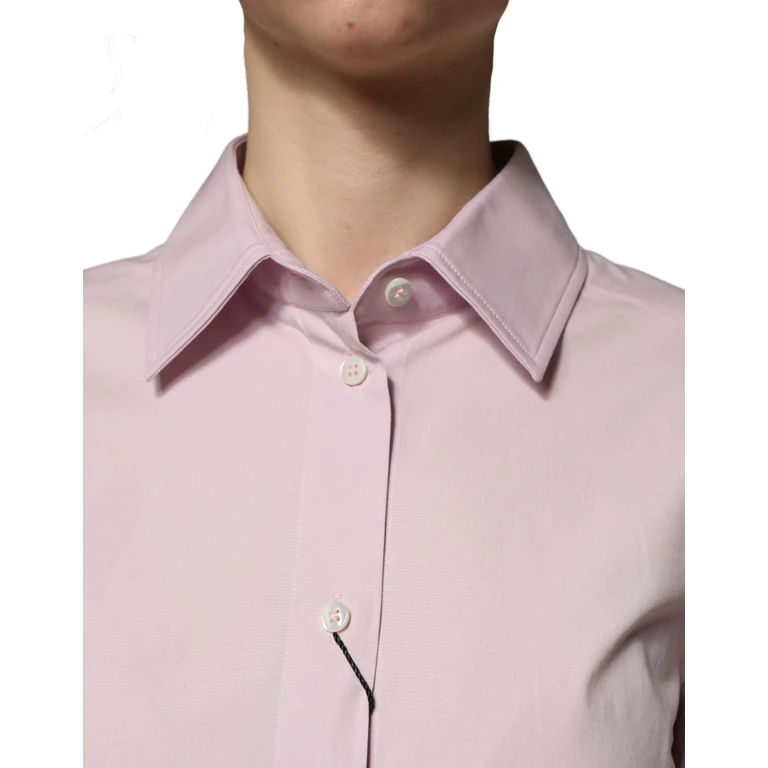 Dolce & Gabbana Pink Cotton Long Sleeves Collared Shirt Top Elastane - Women