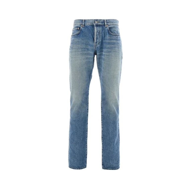 SAINT LAURENT Cotton Denim Jeans with stonewashed finish Male 33