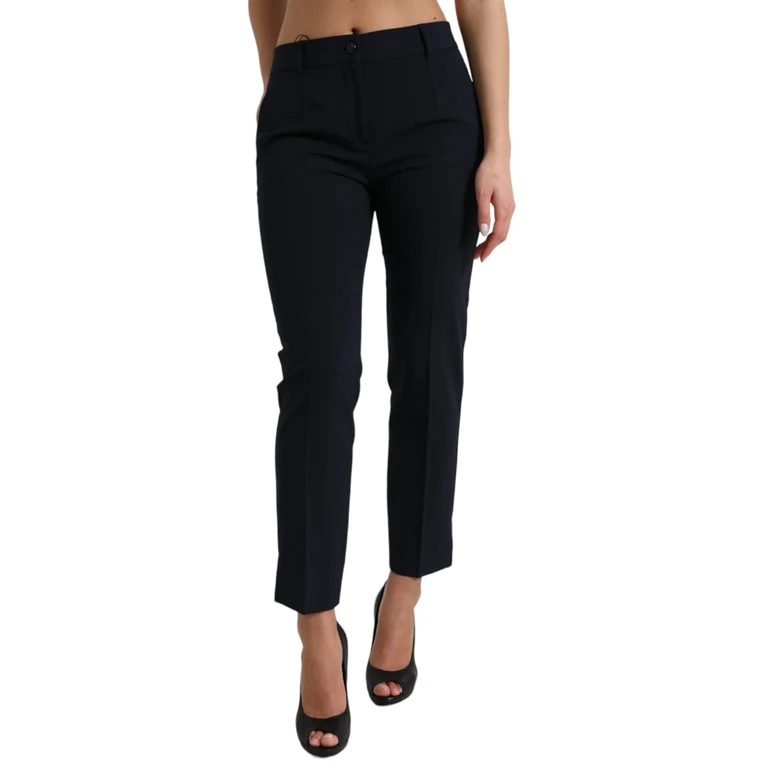 Dolce & Gabbana Blue Mid Waist Tapered Cropped Pants - Women