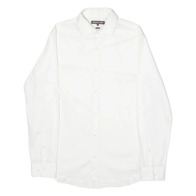 MICHAEL KORS Slim Fit Mens Formal Shirt White Long Sleeve L