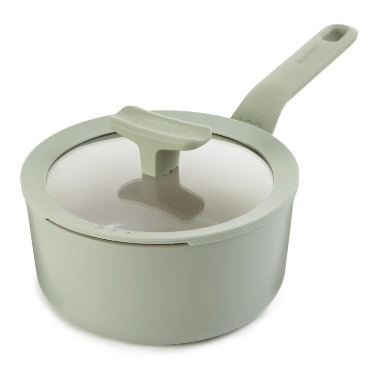 Balance Nonstick Ceramic Saucepan 7", 2.1qt. With Glass Lid, Recycled Aluminum, Sage