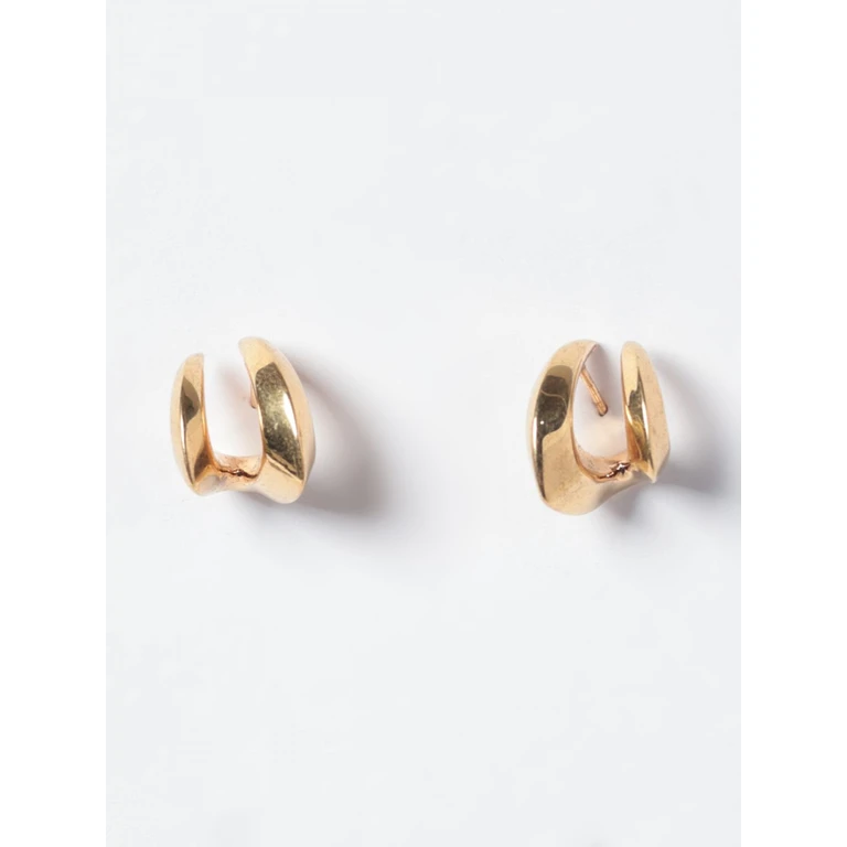 Asymmetrical Metal Dangle Earring with Engraved Logo (CAOEA009PGOLD)