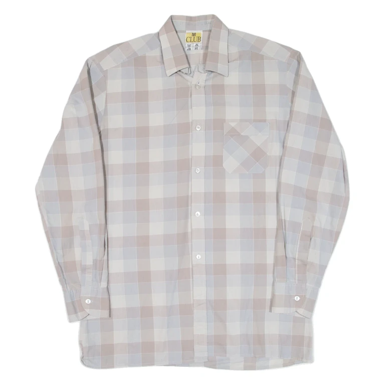 Mens Shirt Pink Check Long Sleeve M