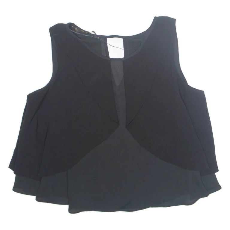 ZARA Womens Cropped Blouse Black M