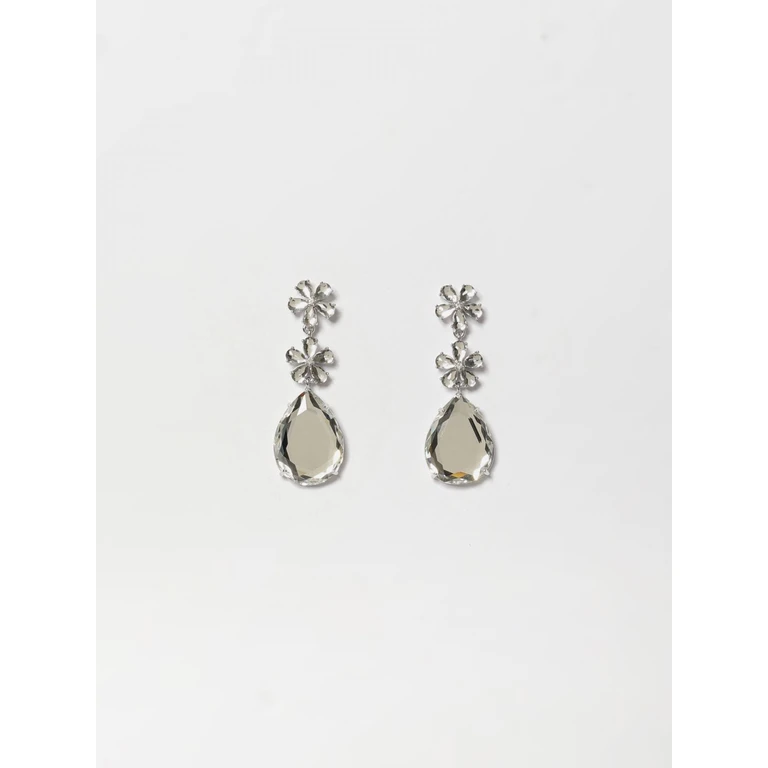 Teardrop Crystal-Embellished Brass Drop Earrings (PF26643ESLSILVER)