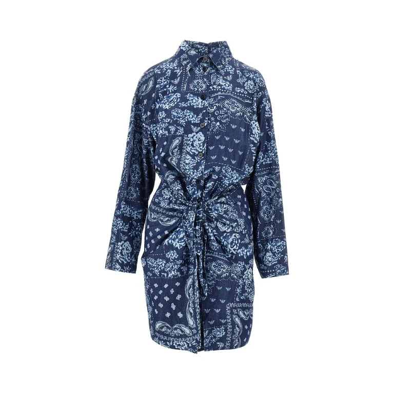 Bandana print chambray mini dress Woman 38