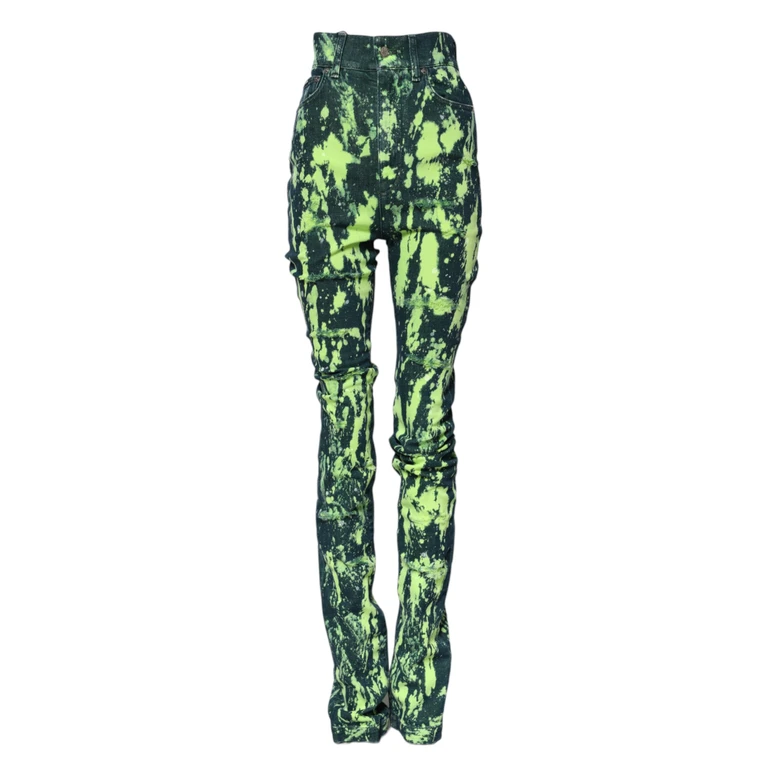 Dolce & Gabbana Green Splash High Waist Denim Jeans Cotton Clothing - Women