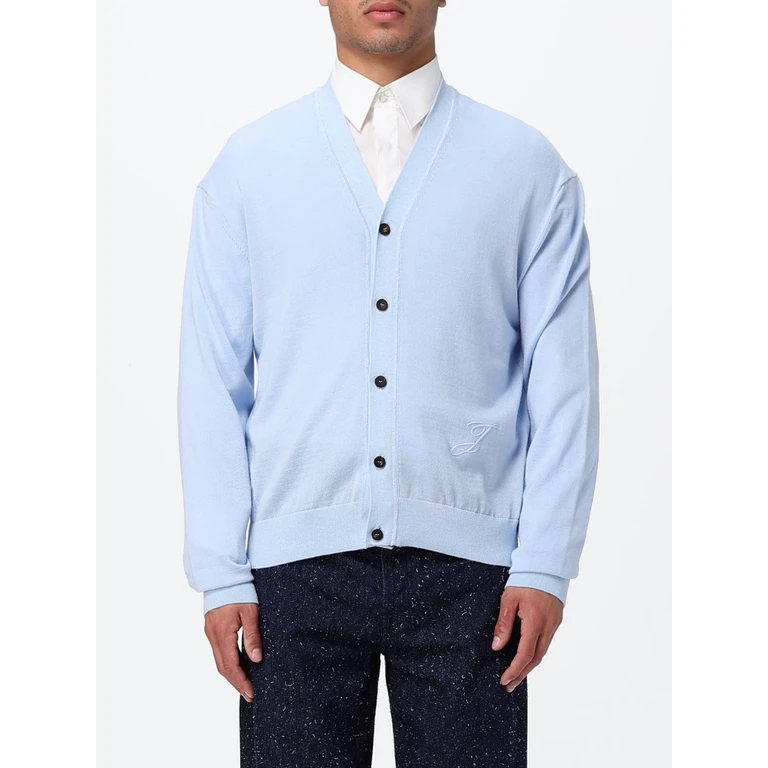 V-Neck Merino Wool Cardigan with Dropped Shoulders (26ECDM00585AK00299310)